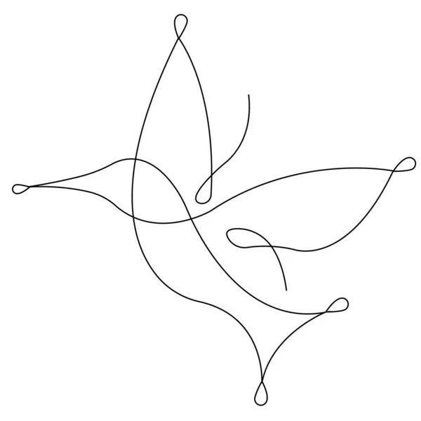 Kolibri Eller Duva Ritas Med Solid Linje Minimalistisk Stil Design — Stock vektor