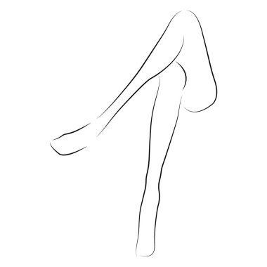 Kız otururken bacak bacak üstüne attı. Modern sanat. Tablolar, ikonlar, dekorlar, sergiler, poz verme, dövmeler, logo, stüdyo, çizim, albümler, tişört baskısı, afişler için tasarım. İzole vektör illüstrasyonu