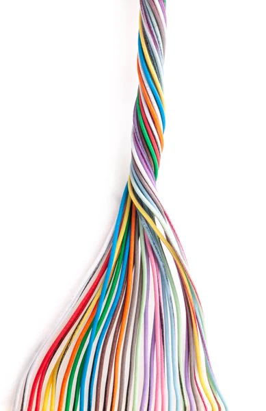 Flerfärgad Elektrisk Kabel Isolerad Vit Bakgrund — Stockfoto