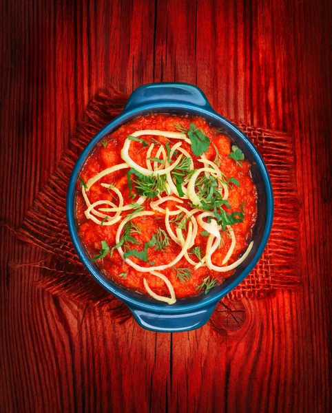 Tomatenpüree Schale Auf Holztisch — Stockfoto