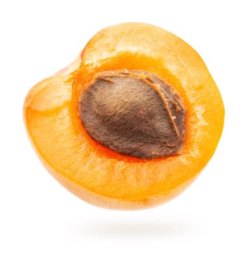 Kayısı yarısı kırpma yolu ile beyaz arkaplan izole