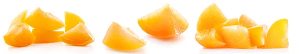 Sliced Apricots Isolated White Background — Stock Photo, Image