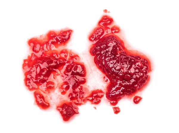 Zertrümmerte Himbeeren Isoliert Auf Weiß — Stockfoto