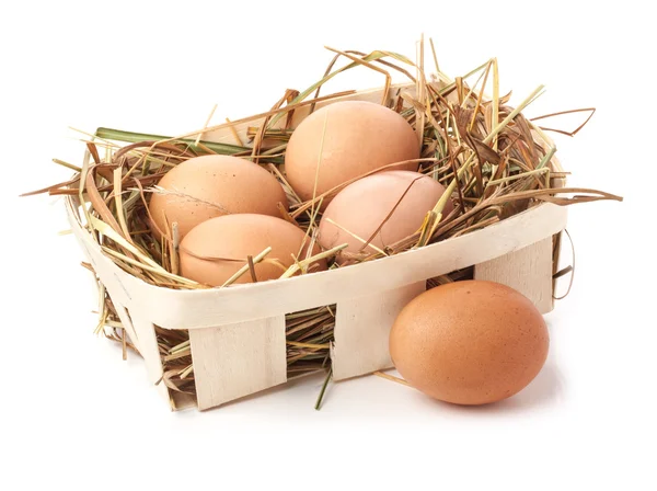 Eggs in hay — Stock Photo, Image