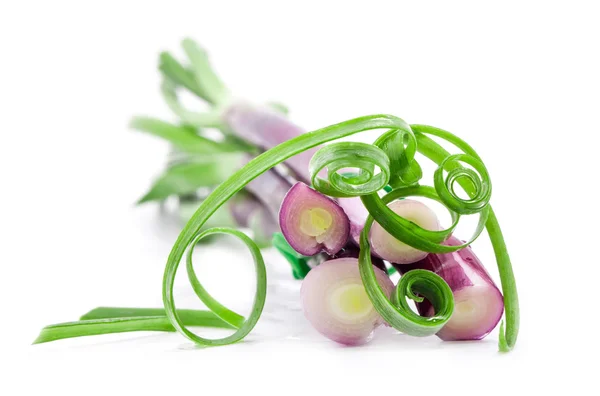 Chopped spring onions on white background — Stock Photo, Image