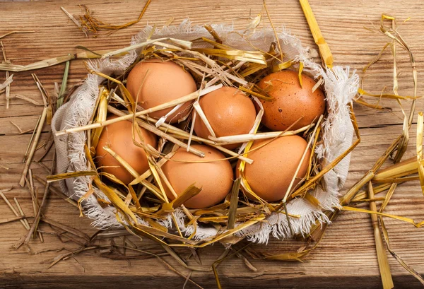Saman içindeki yumurtalar — Stok fotoğraf