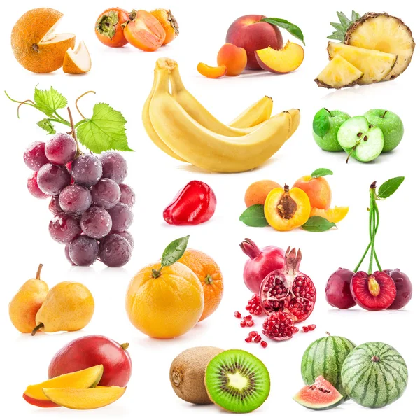Verzameling van vruchten geïsoleerd op witte achtergrond — Stockfoto