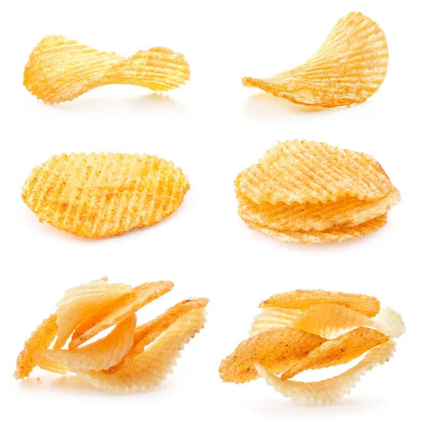 Golfde potato chips — Stockfoto