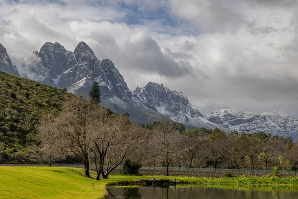 Snow on Mountain peaks in Stellenbosch