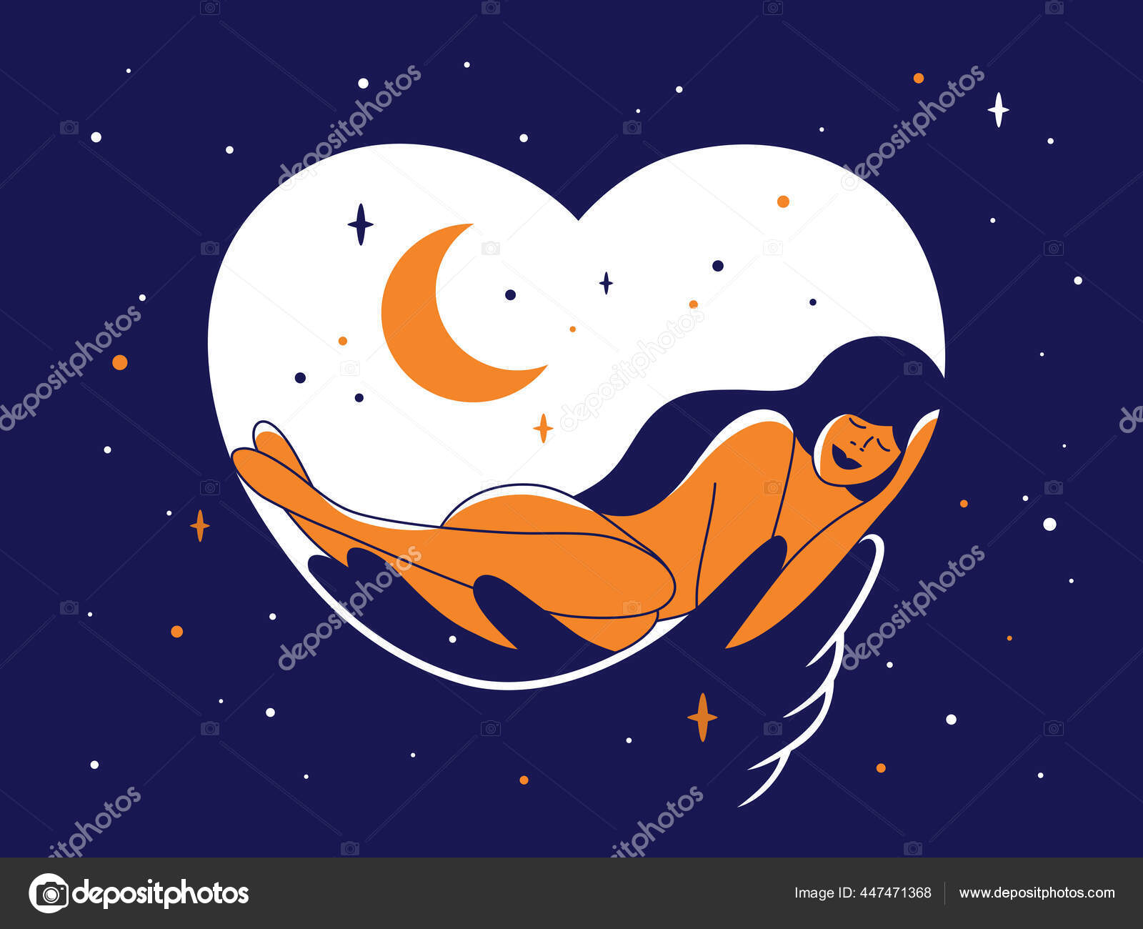 Woman sleeps and saw sweet dreams about love Vector Image