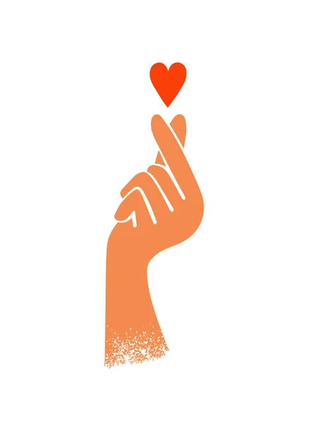Ανθρώπινο Χέρι Που Κάνει Χειρονομίες Μικρή Κόκκινη Καρδιά Ασιατικό Σημάδι — Διανυσματικό Αρχείο