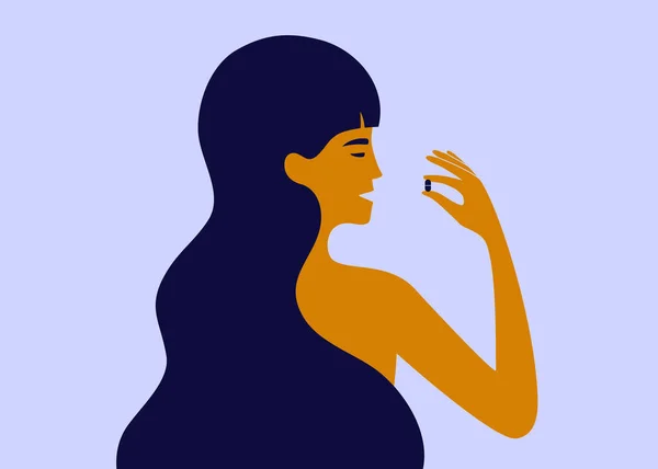 Soins Santé Féminins Une Femme Qui Prend Des Pilules Soins — Image vectorielle