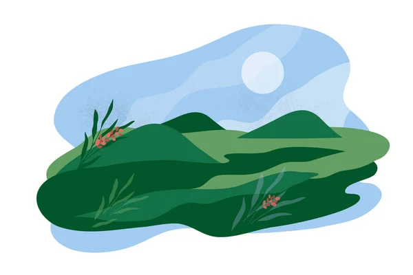 Völgy Absztrakt Panorámája Tájkép Vektor Illusztráció Nyári Vagy Tavaszi Természet — Stock Vector