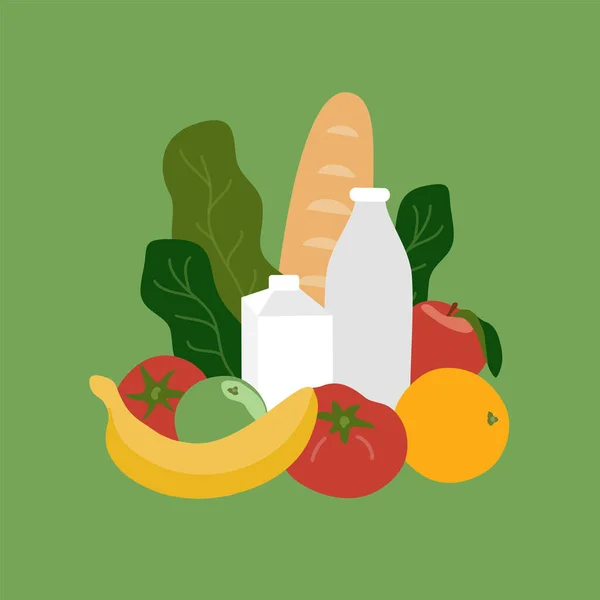 Wektorowa Ilustracja Zdrowej Żywności Dobra Żywność Ekologiczna Nawyki Żywieniowe Świeże — Wektor stockowy
