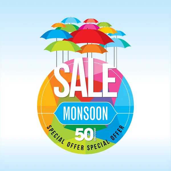 Monsoon menawarkan dan menjual banner - Stok Vektor