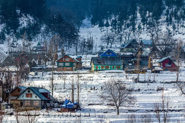 Snöfyllda Bondbyar Och Floder Väg Från Srinagar Till Sonmarg Och — Stockfoto