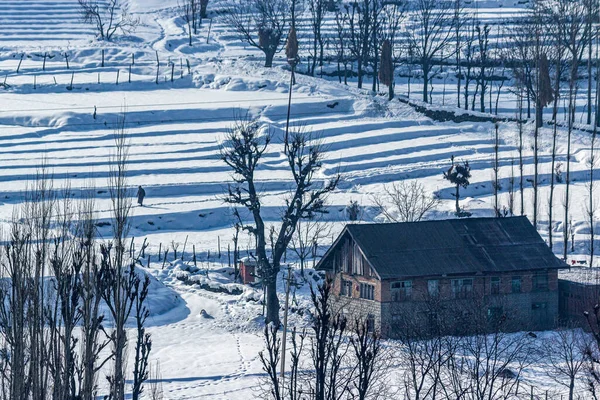 Pueblos Ríos Llenos Nieve Camino Srinagar Sonmarg Gulmarg — Foto de Stock