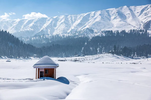 Temporada Invierno Gulmarg Una Ciudad Una Estación Montaña Popular Destino — Foto de Stock