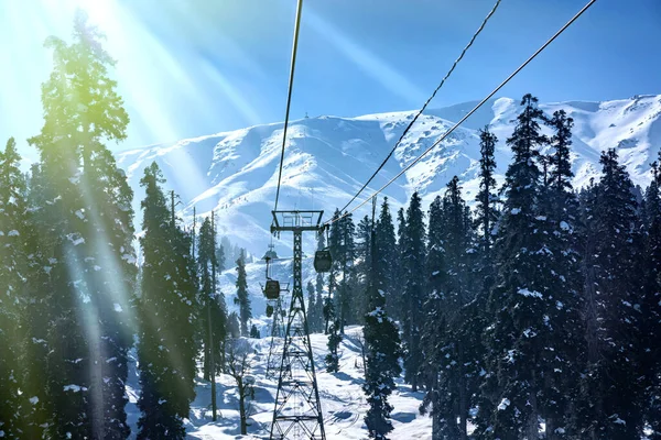 Gulmarg Kaşmir Hindistan Kış Sezonunda Gandola Teleferiği — Stok fotoğraf