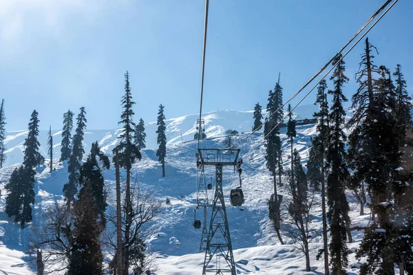 Gulmarg Kaşmir Hindistan Kış Sezonunda Gandola Teleferiği — Stok fotoğraf