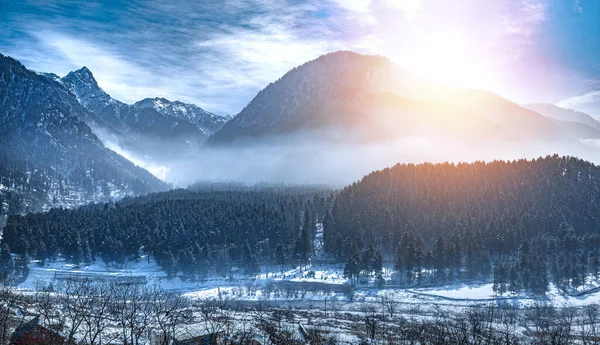 Snöfyllda Bondbyar Och Floder Väg Från Srinagar Till Sonmarg Och — Stockfoto