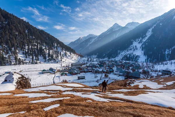 Зимова Сцена Селі Ару Долині Ліддер Кашмір Поблизу Пахалгама Індія — стокове фото