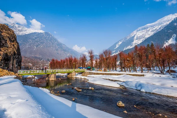 Uitzicht Betab Valley Winter Seizoen Buurt Pahalgam Kasjmir India — Stockfoto