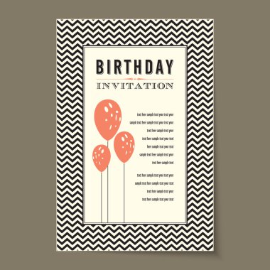 Birthday card with balloons clipart