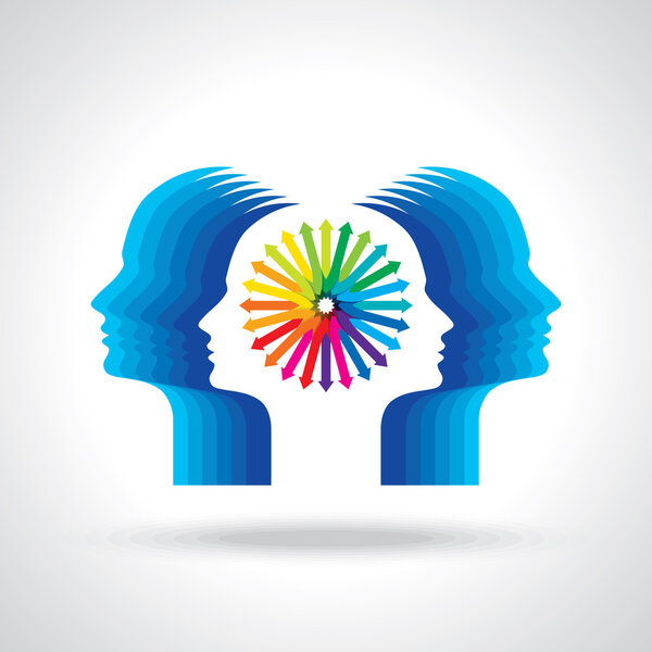 human heads with arrows