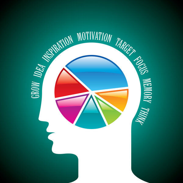 человек с круговой диаграммой внутри
