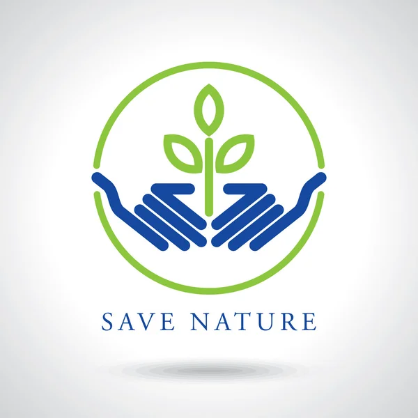 Conservation of nature with hands — Stock Vector