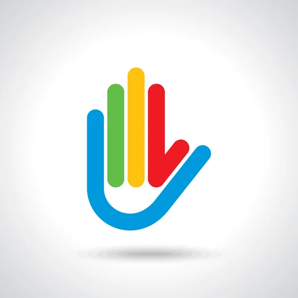 Icono de mano creativa colorido — Vector de stock