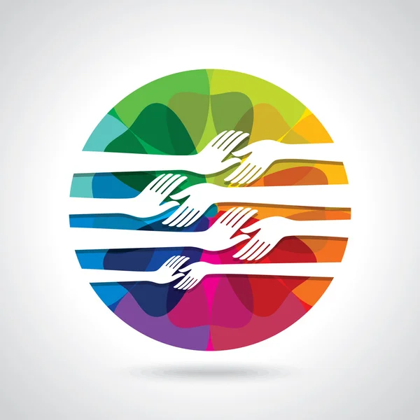 Mains avec fond coloré — Image vectorielle