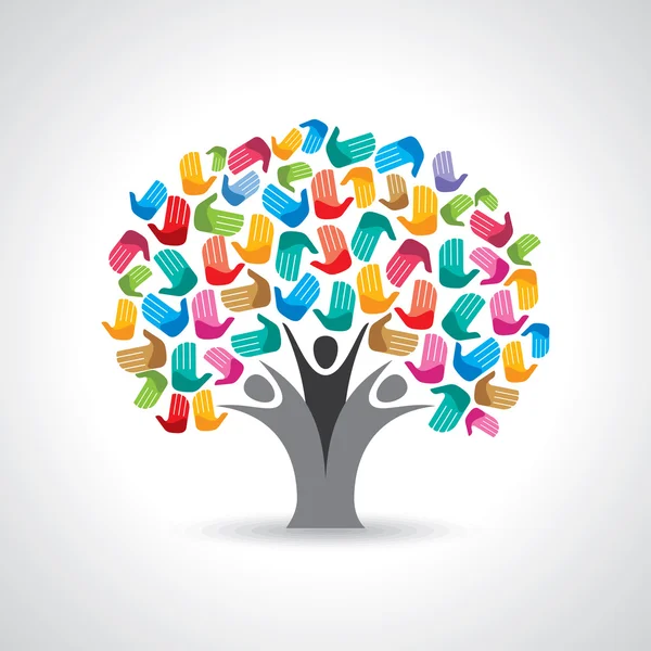 Tree made of diversity hands — Stock Illustration Tree made of diversity hands Stock Vector