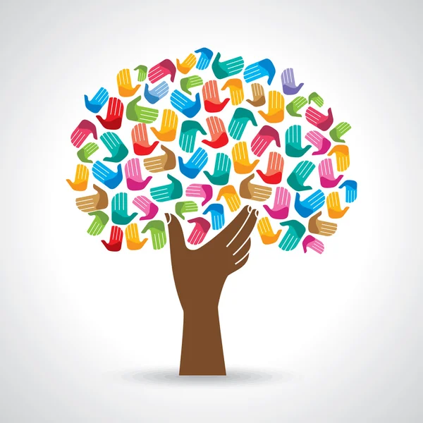 Tree made of diversity hand — Stock Illustration Tree made of diversity hand Vector Graphics