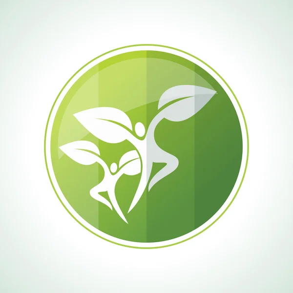 Ecology icon with green leaves — Stock Vector