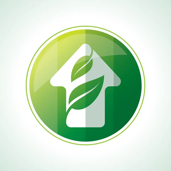 Icona ecologia con foglie verdi — Vettoriale Stock