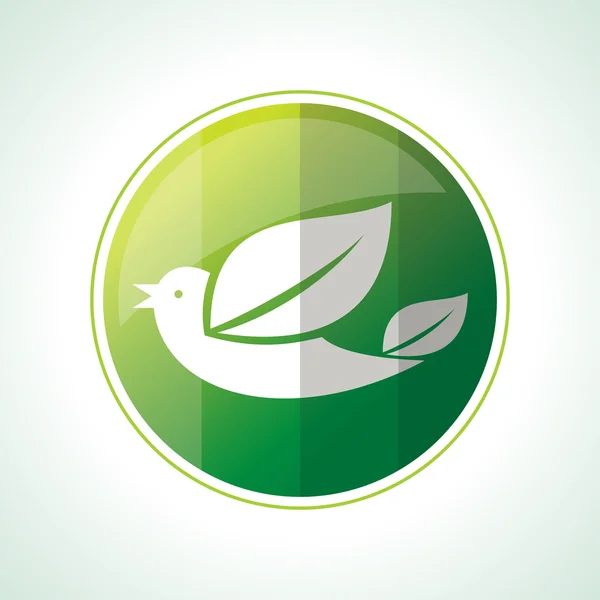 Öko-Ikone mit grünen Blättern — Stockvektor