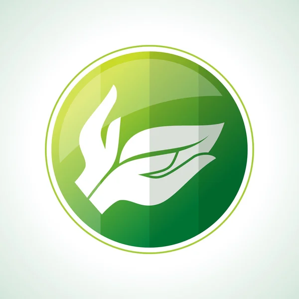 Ícone ecologia com folha verde —  Vetores de Stock