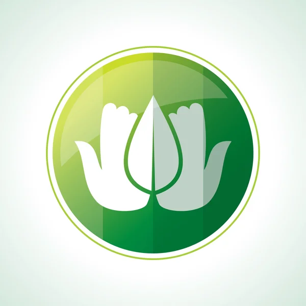 Icono de ecología con hoja verde — Vector de stock