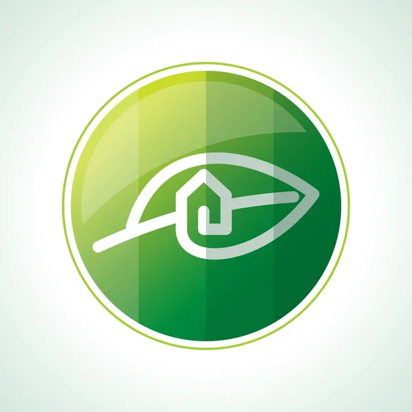 Icono de ecología con hoja verde — Vector de stock