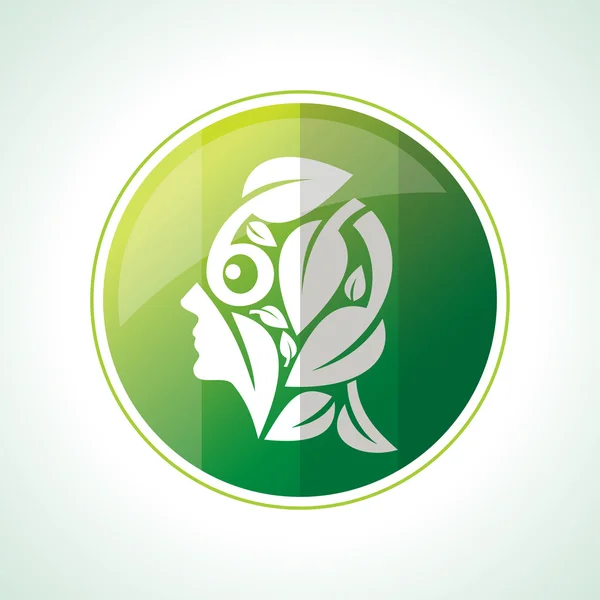 Icono de ecología con hojas verdes — Vector de stock