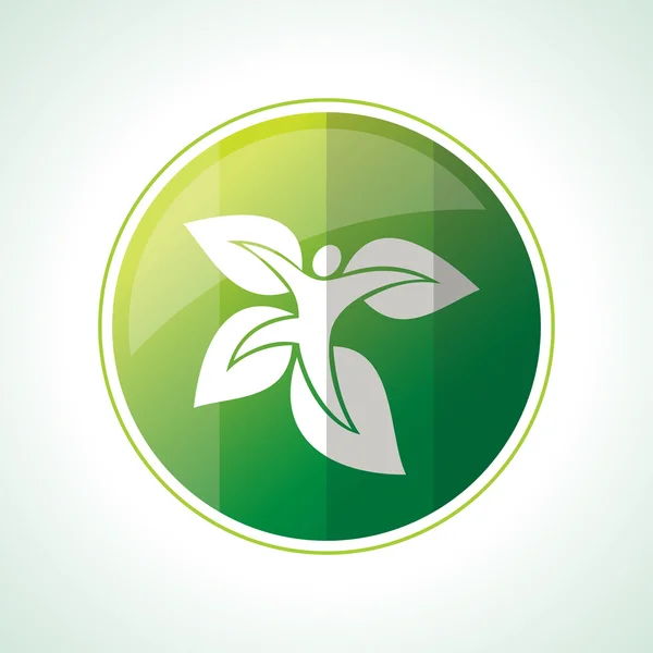 Ícone de ecologia com folhas verdes —  Vetores de Stock