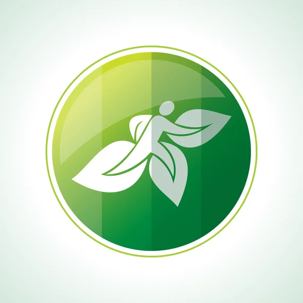 Icono de ecología con hojas verdes — Vector de stock