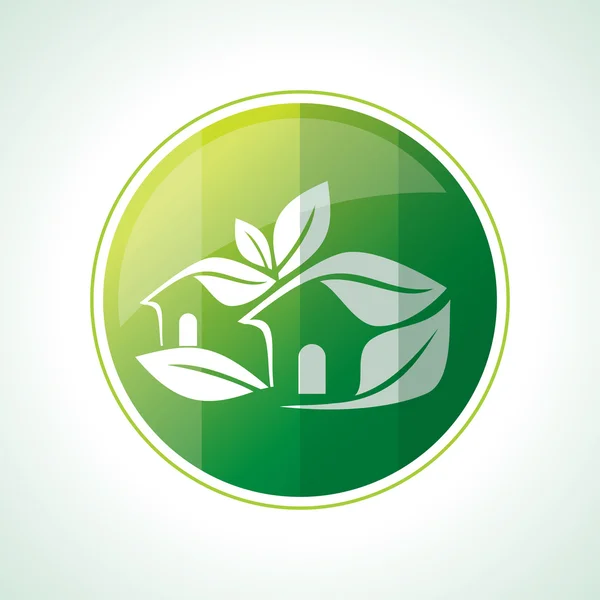 Öko-Ikone mit grünen Blättern — Stockvektor