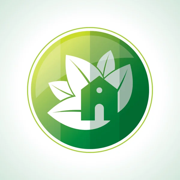 Icona ecologia con foglie verdi — Vettoriale Stock