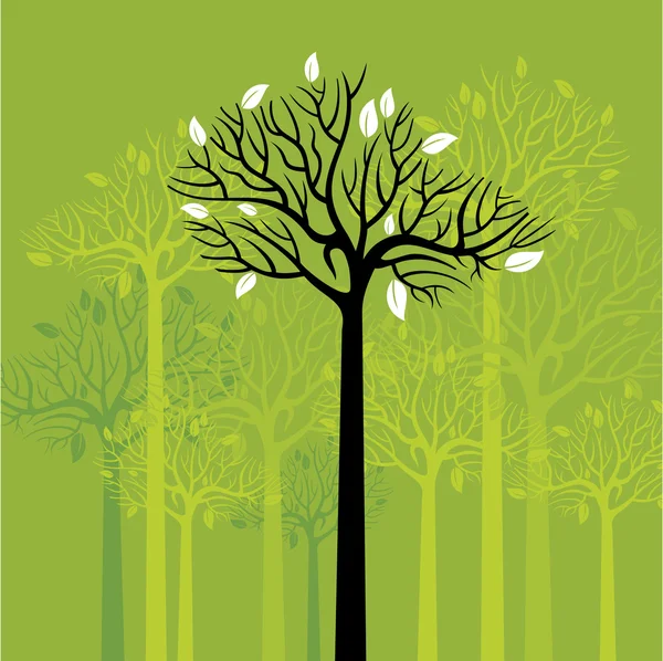 Groupe d'arbres verts — Image vectorielle