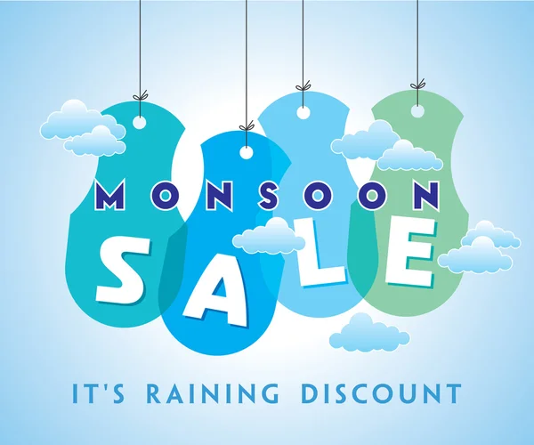 Monsoon offer and sale banner, — Stock Vector