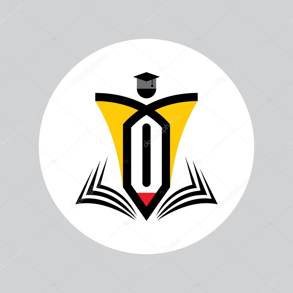 Happy student with pencil icon. educational symbol