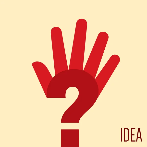 Red hand icon with a question sign — Stock Vector